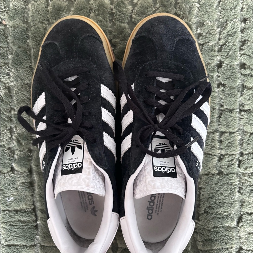 Adidas Black and White Gazelle Bold Platform Sneakers